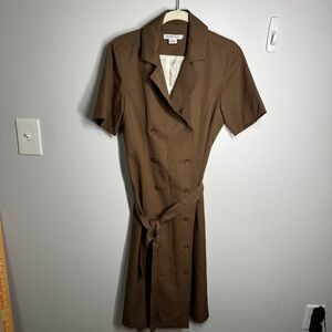Pendleton Coat Dress Wool Double Breasted Lined Size 8 brown